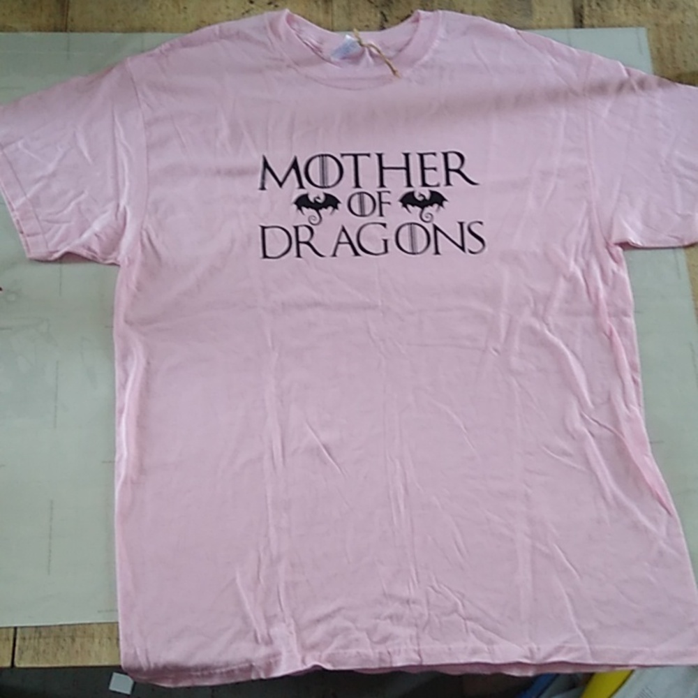 Women's size Large homemade mother of dragons pink cotton t-shirt